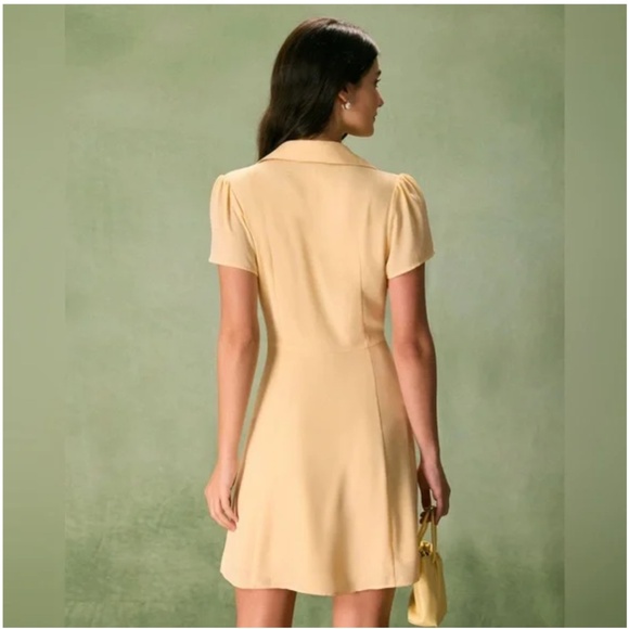 NWOT Rihoas Yellow Button Down Shirt Mini Dress - Picture 3 of 7